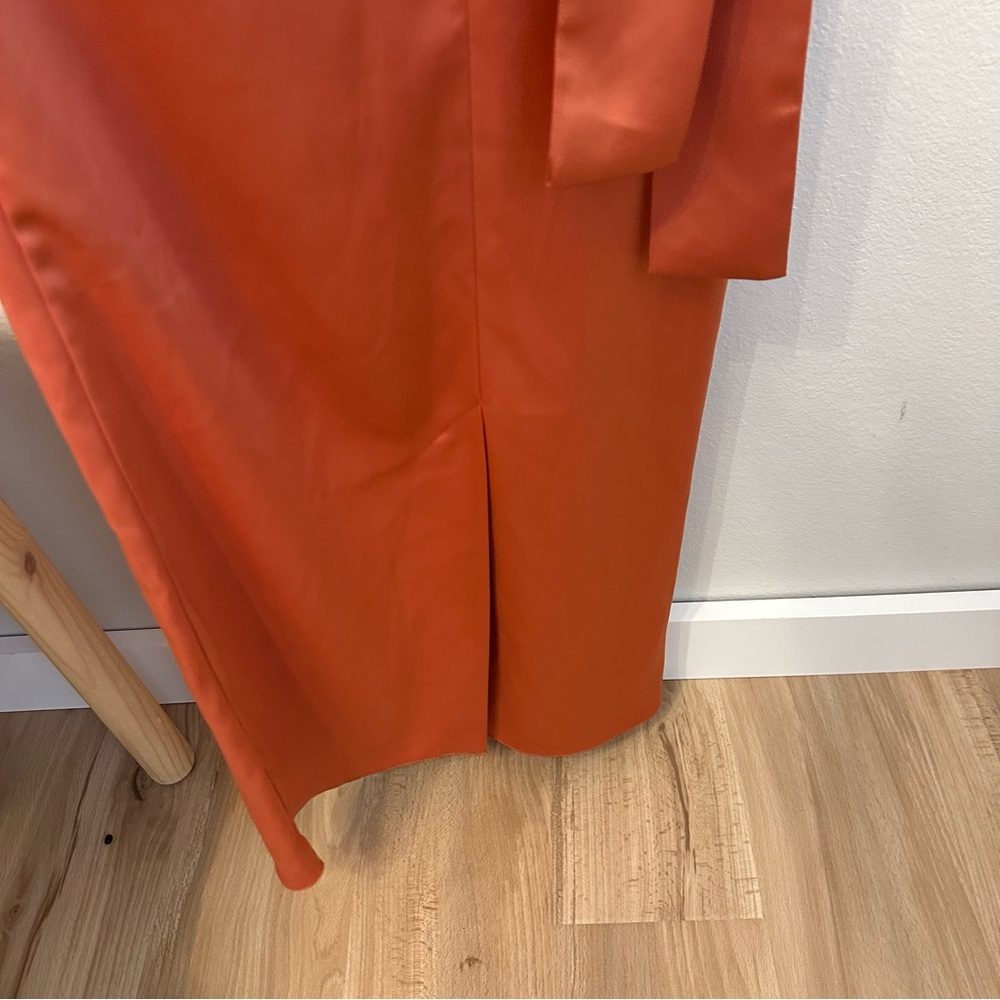 ASOS Rust Orange Satin Wrap Dress - Picture 11 of 11